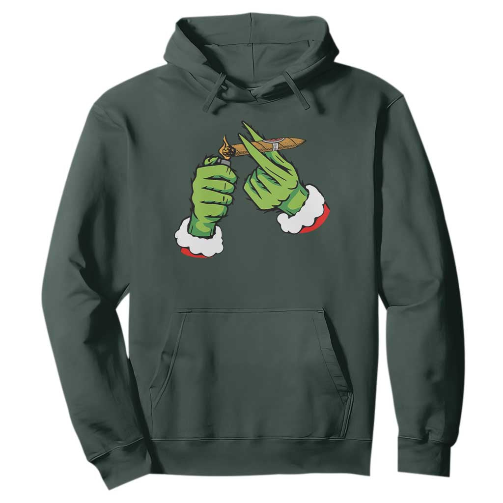 Pothead Christmas Hoodie Cannabis Weed Adult Christmas Party TS10 Dark Forest Green Print Your Wear