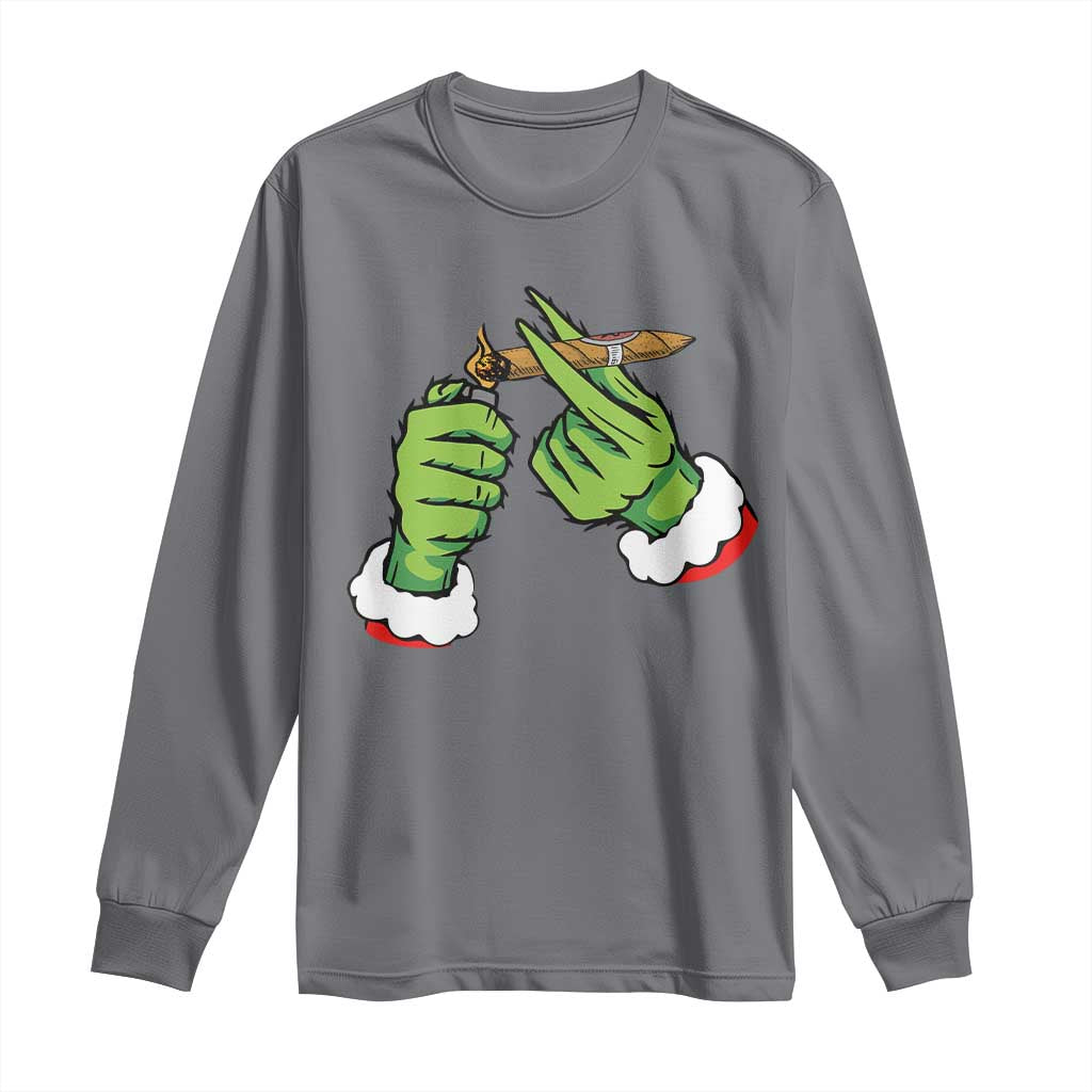 Pothead Christmas Long Sleeve Shirt Cannabis Weed Adult Christmas Party TS10 Charcoal Print Your Wear