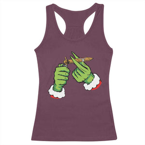 Pothead Christmas Racerback Tank Top Cannabis Weed Adult Christmas Party TS10 Maroon Print Your Wear