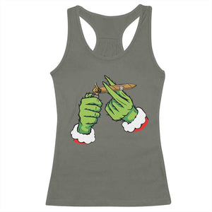 Pothead Christmas Racerback Tank Top Cannabis Weed Adult Christmas Party TS10 Military Green Print Your Wear