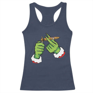 Pothead Christmas Racerback Tank Top Cannabis Weed Adult Christmas Party TS10 Navy Print Your Wear