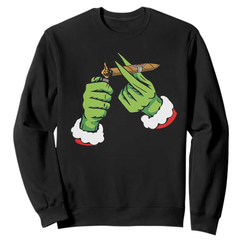 Pothead Christmas Sweatshirt Cannabis Weed Adult Christmas Party TS10 Black Print Your Wear