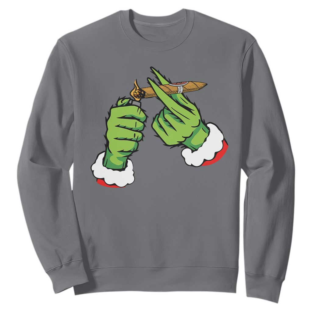 Pothead Christmas Sweatshirt Cannabis Weed Adult Christmas Party TS10 Charcoal Print Your Wear