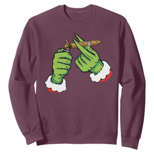 Pothead Christmas Sweatshirt Cannabis Weed Adult Christmas Party TS10 Maroon Print Your Wear