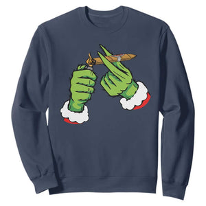 Pothead Christmas Sweatshirt Cannabis Weed Adult Christmas Party TS10 Navy Print Your Wear