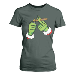 Pothead Christmas T Shirt For Women Cannabis Weed Adult Christmas Party TS10 Dark Forest Green Print Your Wear