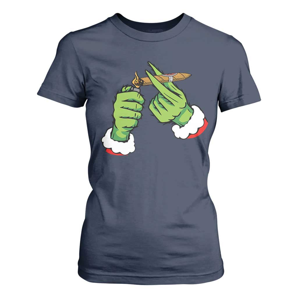 Pothead Christmas T Shirt For Women Cannabis Weed Adult Christmas Party TS10 Navy Print Your Wear