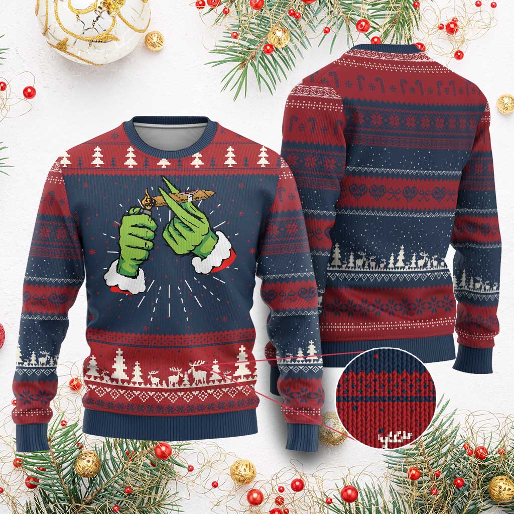 Pothead Ugly Christmas Sweater Cannabis Weed Adult Christmas Party TS10 Burgundy Print Your Wear