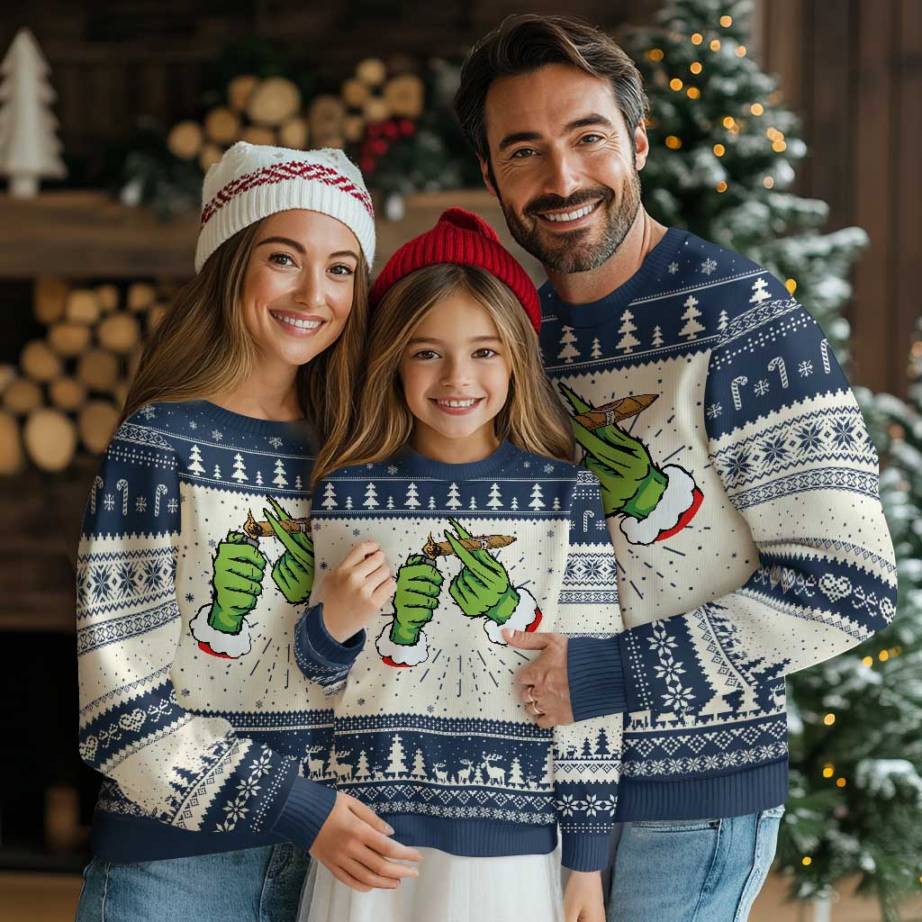 Pothead Ugly Christmas Sweater Cannabis Weed Adult Christmas Party TS10 Navy Print Your Wear