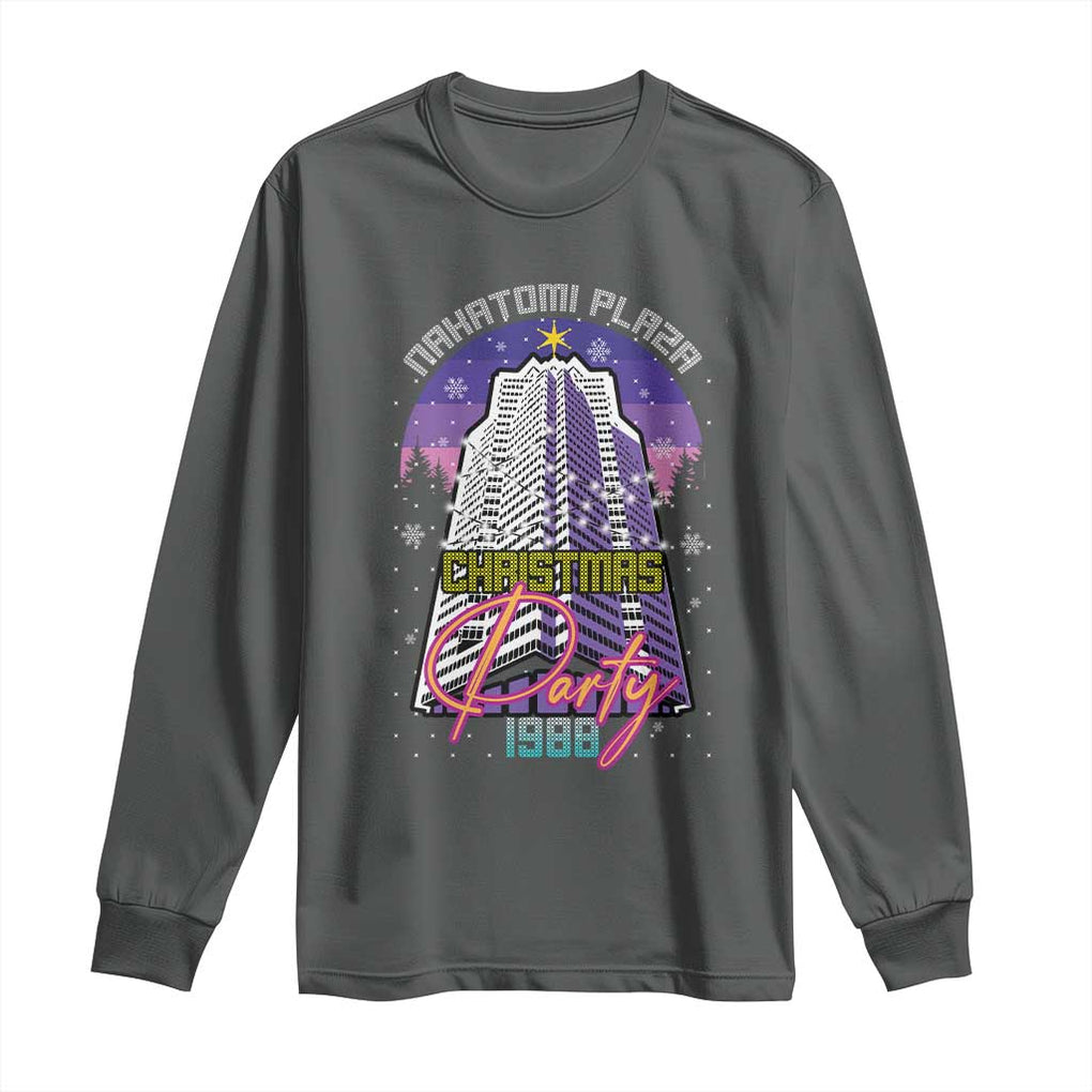 Nakatomi Plaza Christmas Party 1988 Long Sleeve Shirt Funny 80's Movie Ugly Xmas Gift TS10 Dark Heather Print Your Wear