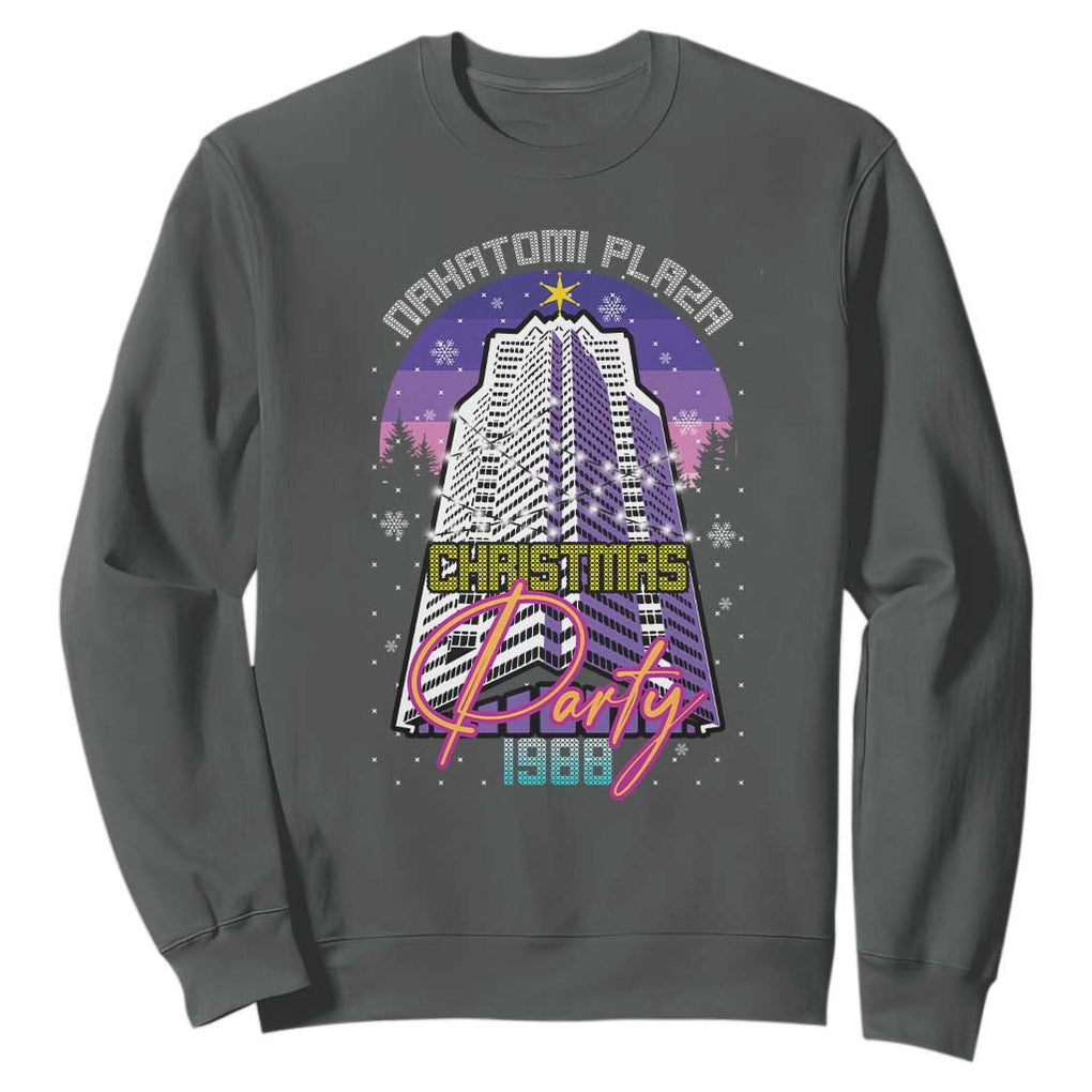 Nakatomi Plaza Christmas Party 1988 Sweatshirt Funny 80's Movie Ugly Xmas Gift TS10 Dark Heather Print Your Wear