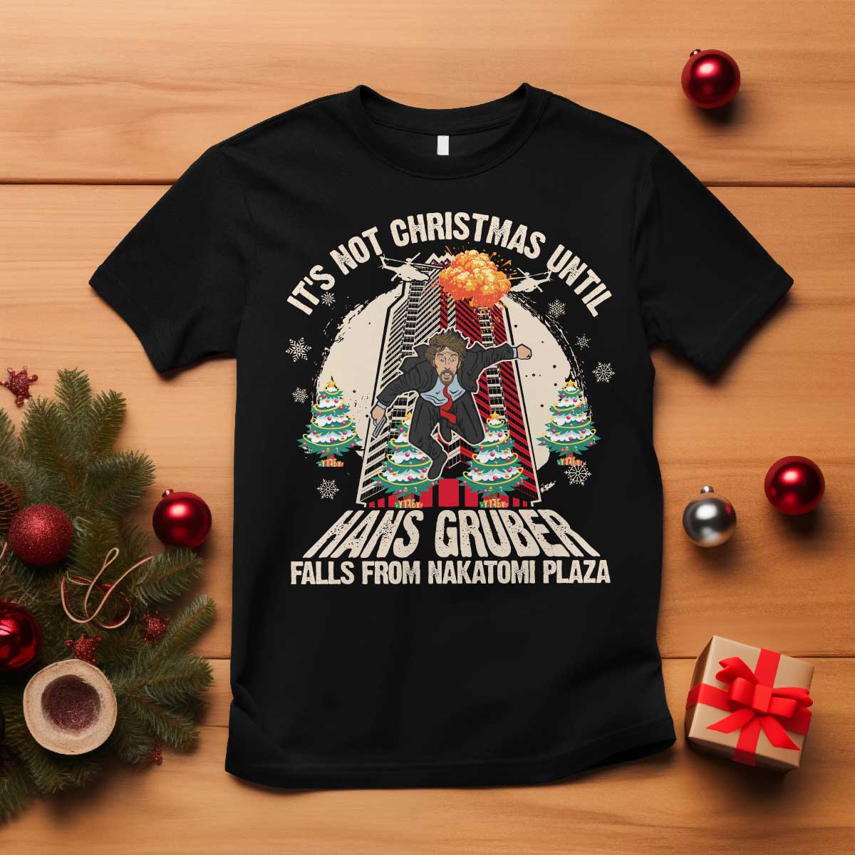 Christmas Nakatomi Plaza T Shirt Hans Gruber Xmas Party 2024 TS10 Black Print Your Wear