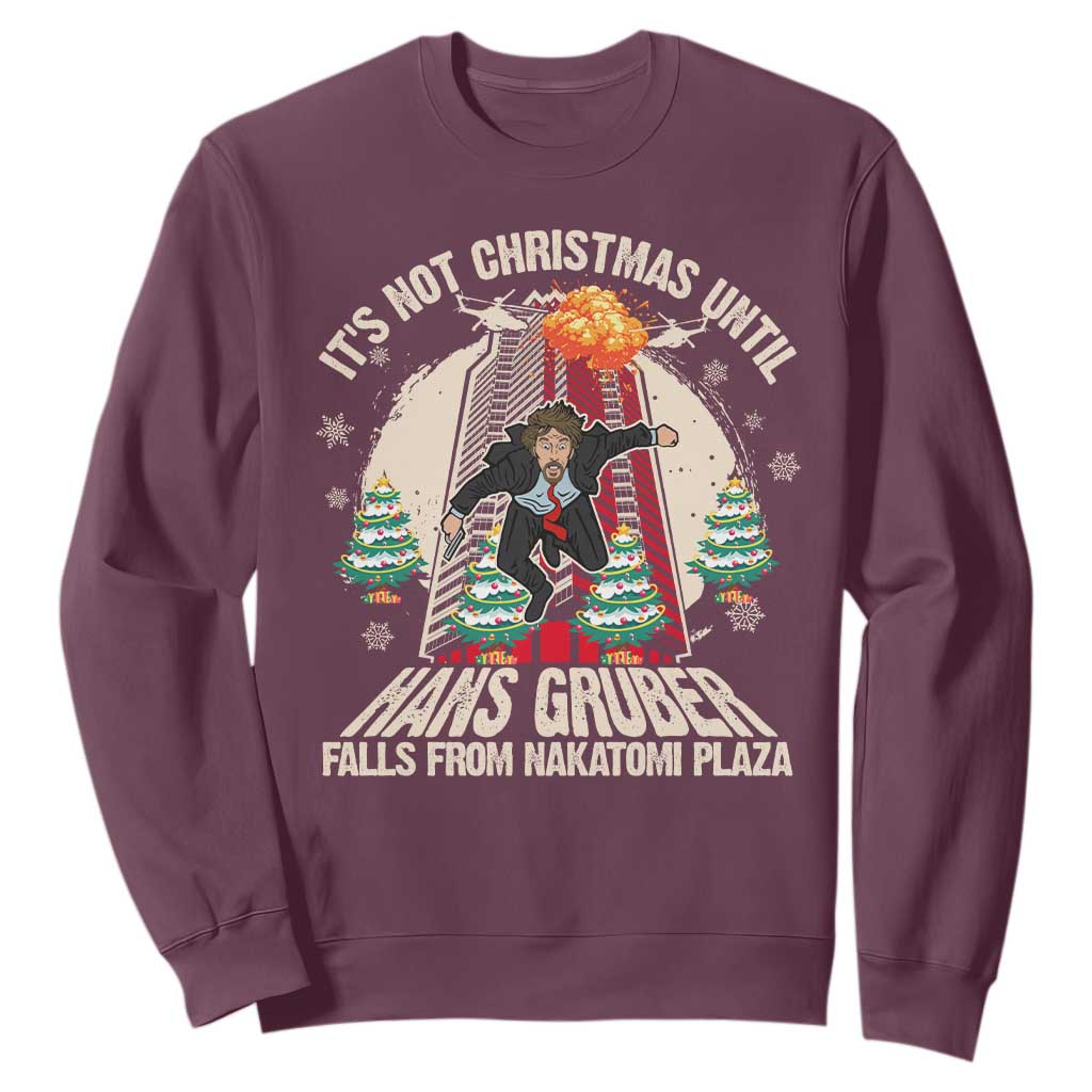 Christmas Nakatomi Plaza Sweatshirt Hans Gruber Xmas Party 2024 TS10 Maroon Print Your Wear