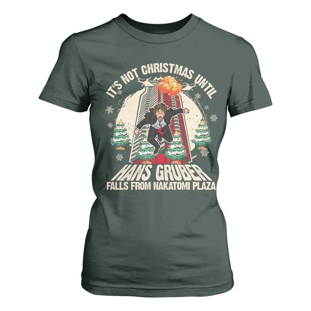 Christmas Nakatomi Plaza T Shirt For Women Hans Gruber Xmas Party 2024 TS10 Dark Forest Green Print Your Wear
