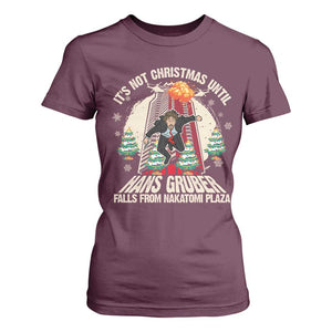 Christmas Nakatomi Plaza T Shirt For Women Hans Gruber Xmas Party 2024 TS10 Maroon Print Your Wear