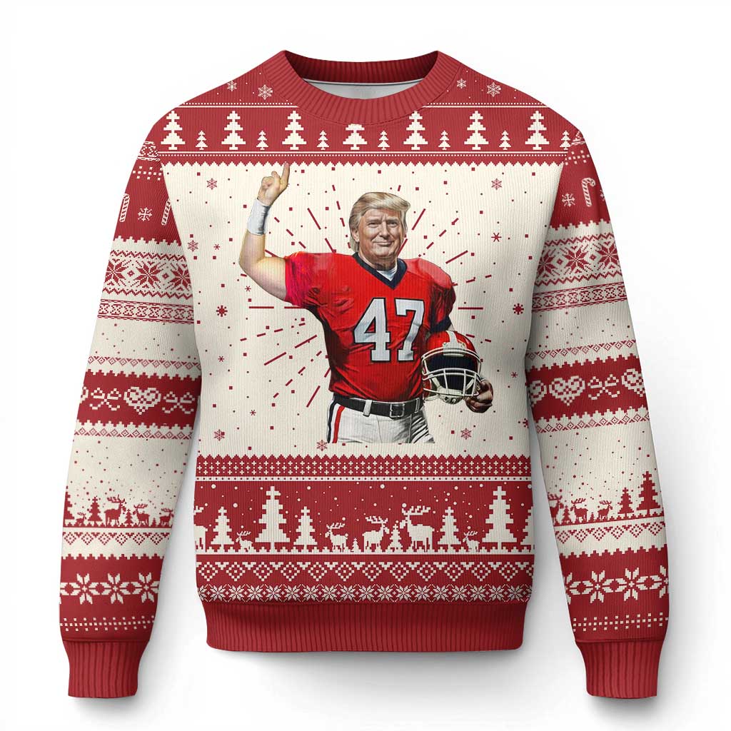 Trump Football Knit Sweatshirt Vintage Sports Fan - Print Your Wear