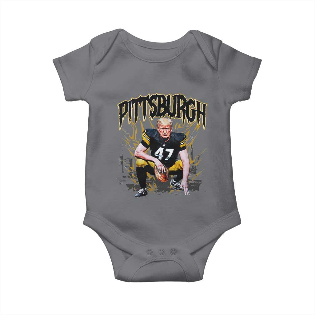 Vintage Pittsburgh Baby Onesie Retro Sports Fan Trump 47 Streetwear Bootleg TS10 Charcoal Print Your Wear