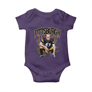 Vintage Pittsburgh Baby Onesie Retro Sports Fan Trump 47 Streetwear Bootleg TS10 Purple Print Your Wear