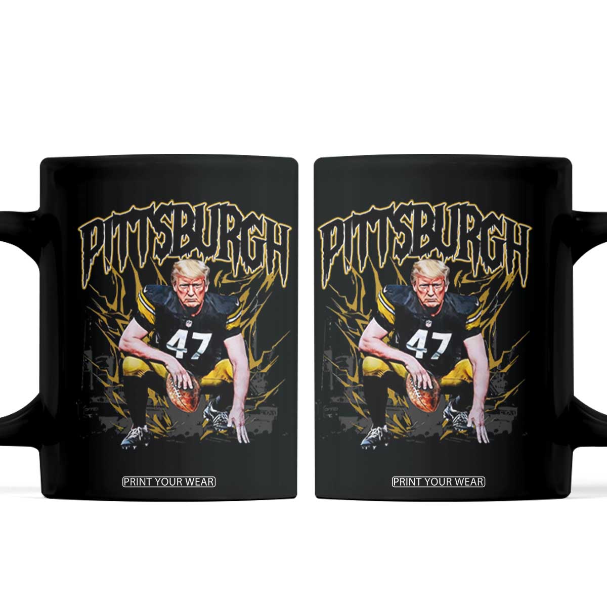 Vintage Pittsburgh Coffee Mug Retro Sports Fan Trump 47 Streetwear Bootleg TS10 Black Print Your Wear