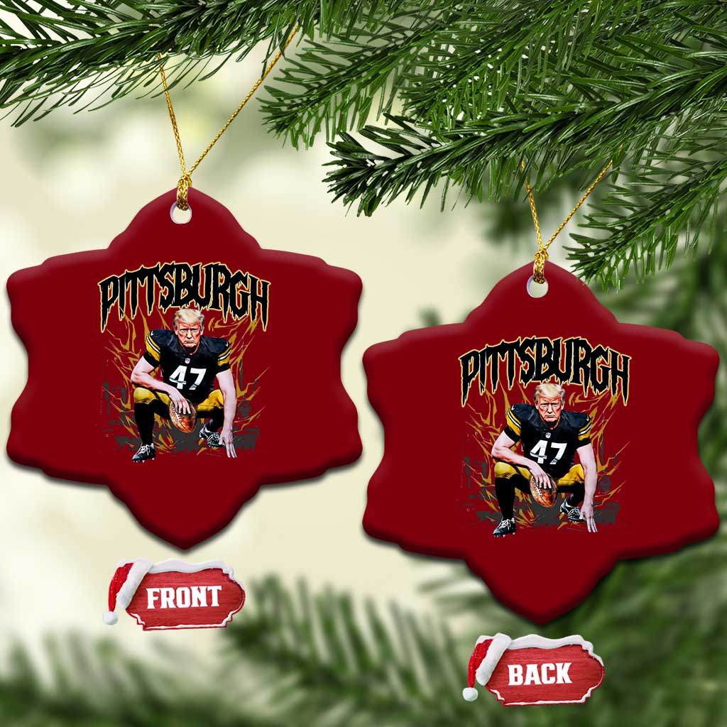 Vintage Pittsburgh Ceramic Ornament Retro Sports Fan Trump 47 Streetwear Bootleg TS10 Print Your Wear