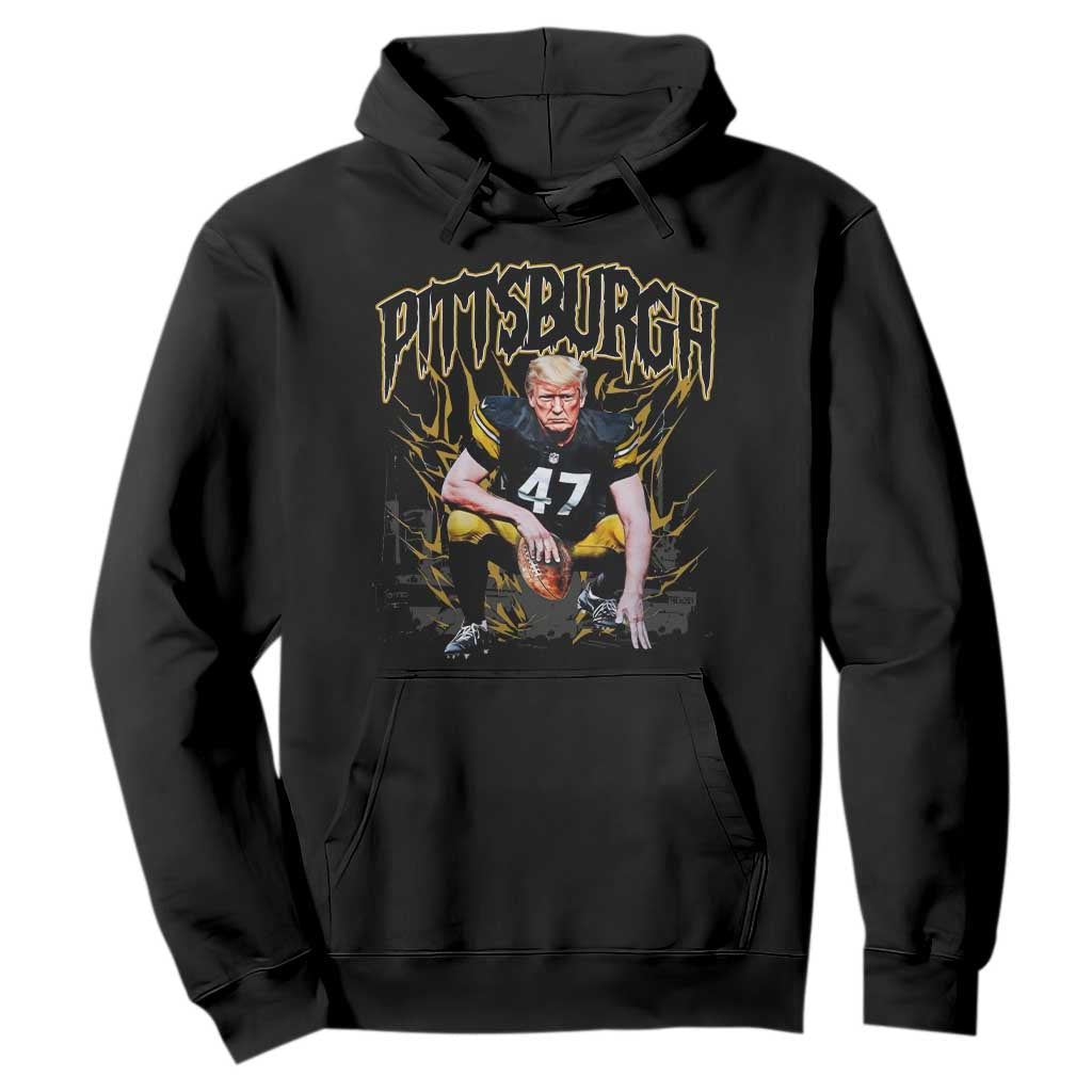 Vintage Pittsburgh Hoodie Retro Sports Fan Trump 47 Streetwear Bootleg TS10 Black Print Your Wear