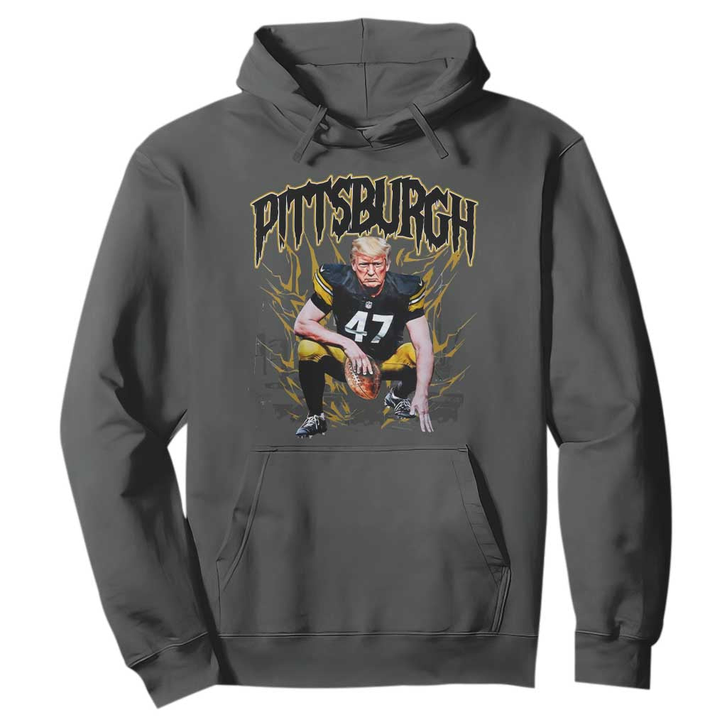 Vintage Pittsburgh Hoodie Retro Sports Fan Trump 47 Streetwear Bootleg TS10 Dark Heather Print Your Wear
