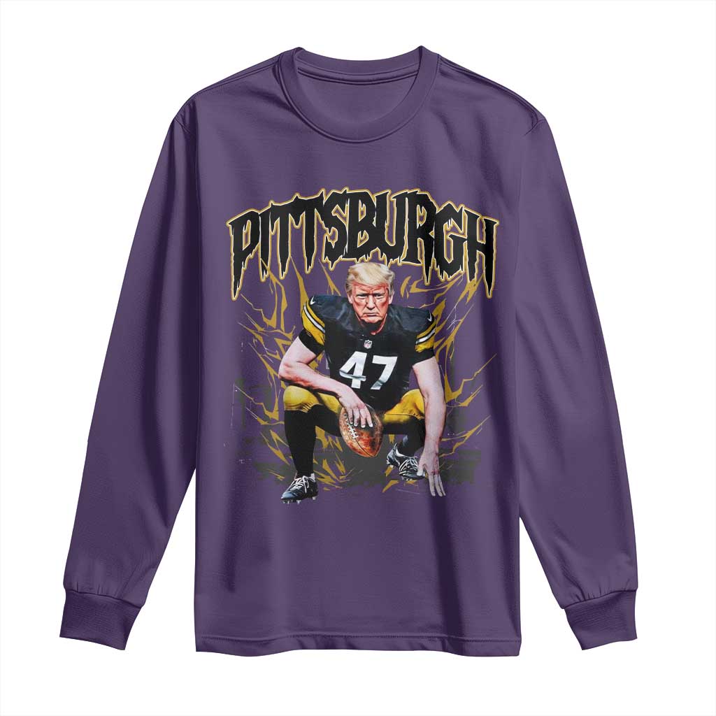 Vintage Pittsburgh Long Sleeve Shirt Retro Sports Fan Trump 47 Streetwear Bootleg TS10 Purple Print Your Wear