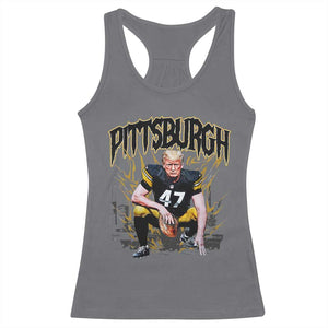 Vintage Pittsburgh Racerback Tank Top Retro Sports Fan Trump 47 Streetwear Bootleg TS10 Charcoal Print Your Wear