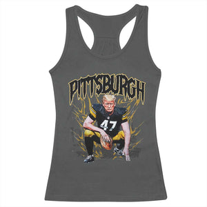 Vintage Pittsburgh Racerback Tank Top Retro Sports Fan Trump 47 Streetwear Bootleg TS10 Dark Heather Print Your Wear