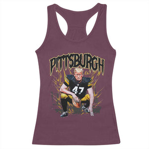 Vintage Pittsburgh Racerback Tank Top Retro Sports Fan Trump 47 Streetwear Bootleg TS10 Maroon Print Your Wear