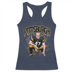 Vintage Pittsburgh Racerback Tank Top Retro Sports Fan Trump 47 Streetwear Bootleg TS10 Navy Print Your Wear