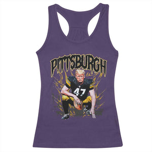 Vintage Pittsburgh Racerback Tank Top Retro Sports Fan Trump 47 Streetwear Bootleg TS10 Purple Print Your Wear