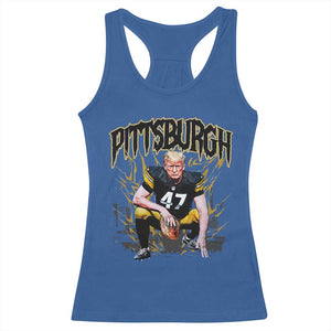 Vintage Pittsburgh Racerback Tank Top Retro Sports Fan Trump 47 Streetwear Bootleg TS10 Royal Blue Print Your Wear