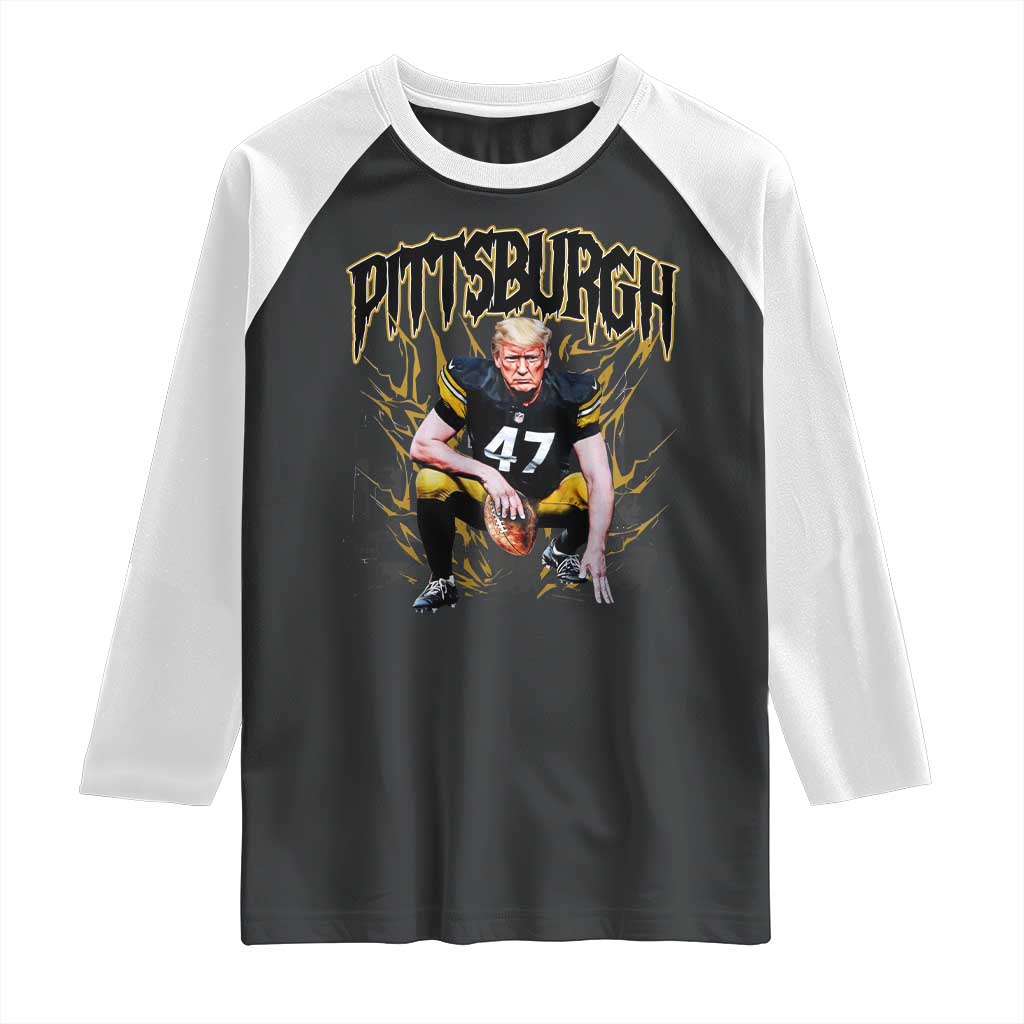 Vintage Pittsburgh Raglan Shirt Retro Sports Fan Trump 47 Streetwear Bootleg TS10 Black White Print Your Wear