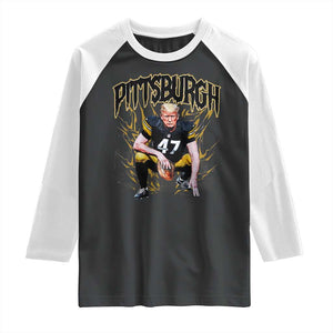 Vintage Pittsburgh Raglan Shirt Retro Sports Fan Trump 47 Streetwear Bootleg TS10 Black White Print Your Wear