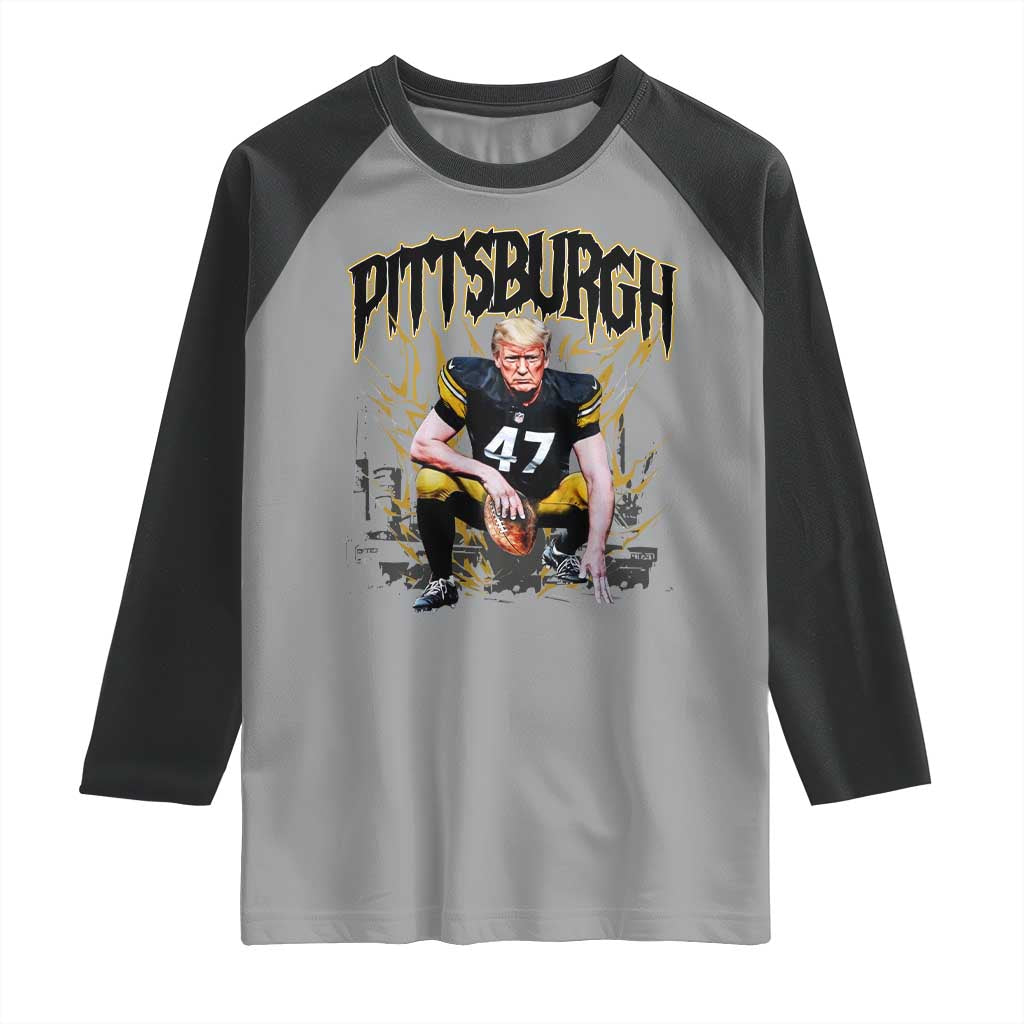 Vintage Pittsburgh Raglan Shirt Retro Sports Fan Trump 47 Streetwear Bootleg TS10 Sport Gray Black Print Your Wear