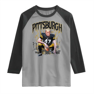 Vintage Pittsburgh Raglan Shirt Retro Sports Fan Trump 47 Streetwear Bootleg TS10 Sport Gray Black Print Your Wear