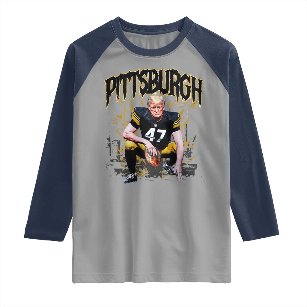 Vintage Pittsburgh Raglan Shirt Retro Sports Fan Trump 47 Streetwear Bootleg TS10 Sport Gray Navy Print Your Wear