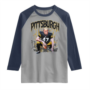 Vintage Pittsburgh Raglan Shirt Retro Sports Fan Trump 47 Streetwear Bootleg TS10 Sport Gray Navy Print Your Wear
