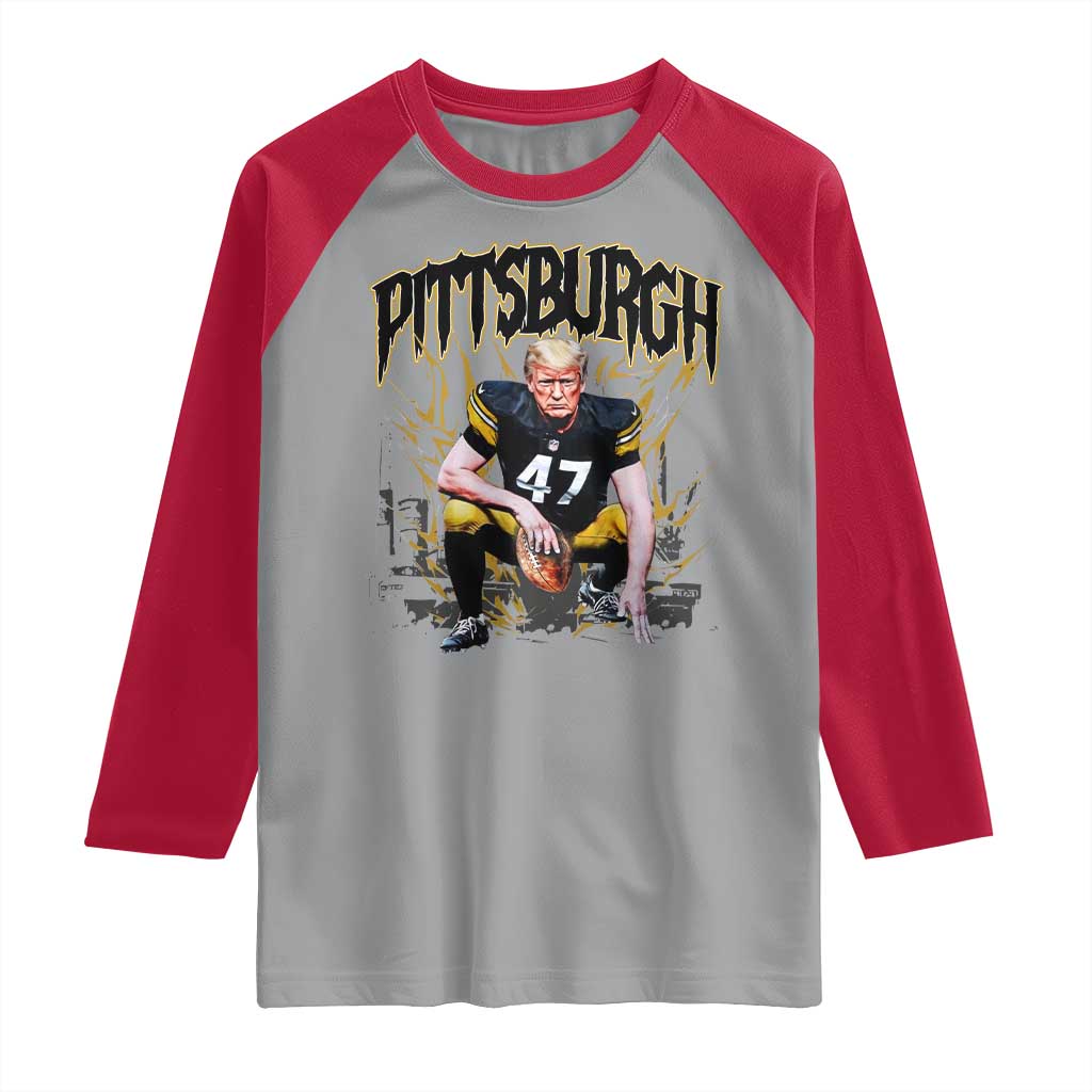 Vintage Pittsburgh Raglan Shirt Retro Sports Fan Trump 47 Streetwear Bootleg TS10 Sport Gray Red Print Your Wear
