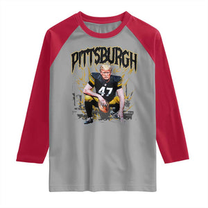 Vintage Pittsburgh Raglan Shirt Retro Sports Fan Trump 47 Streetwear Bootleg TS10 Sport Gray Red Print Your Wear