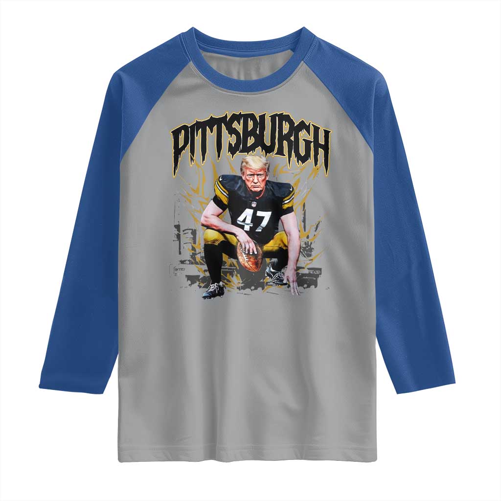 Vintage Pittsburgh Raglan Shirt Retro Sports Fan Trump 47 Streetwear Bootleg TS10 Sport Gray Royal Print Your Wear