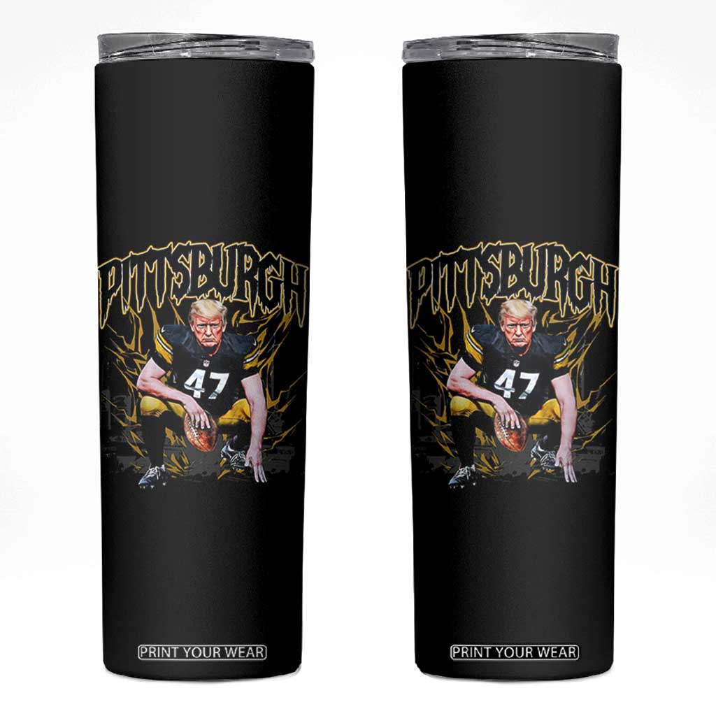 Vintage Pittsburgh Skinny Tumbler Retro Sports Fan Trump 47 Streetwear Bootleg TS10 Black Print Your Wear