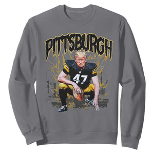 Vintage Pittsburgh Sweatshirt Retro Sports Fan Trump 47 Streetwear Bootleg TS10 Charcoal Print Your Wear