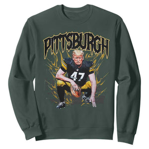 Vintage Pittsburgh Sweatshirt Retro Sports Fan Trump 47 Streetwear Bootleg TS10 Dark Forest Green Print Your Wear
