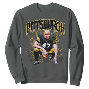 Vintage Pittsburgh Sweatshirt Retro Sports Fan Trump 47 Streetwear Bootleg TS10 Dark Heather Print Your Wear