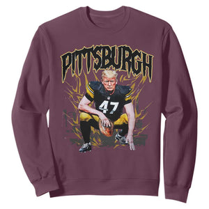 Vintage Pittsburgh Sweatshirt Retro Sports Fan Trump 47 Streetwear Bootleg TS10 Maroon Print Your Wear