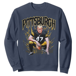 Vintage Pittsburgh Sweatshirt Retro Sports Fan Trump 47 Streetwear Bootleg TS10 Navy Print Your Wear