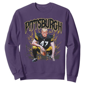 Vintage Pittsburgh Sweatshirt Retro Sports Fan Trump 47 Streetwear Bootleg TS10 Purple Print Your Wear