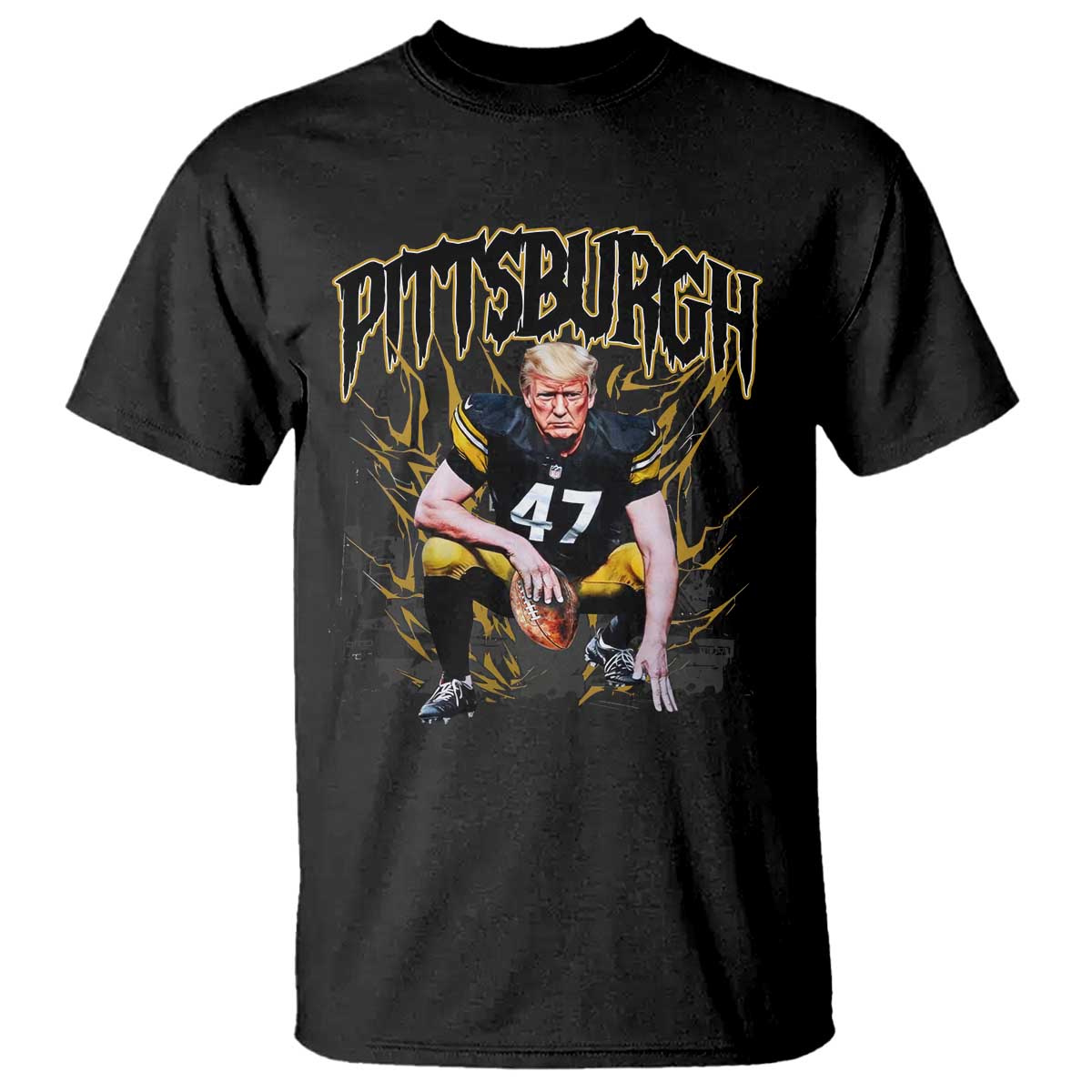 Vintage Pittsburgh T Shirt Retro Sports Fan Trump 47 Streetwear Bootleg TS10 Black Print Your Wear
